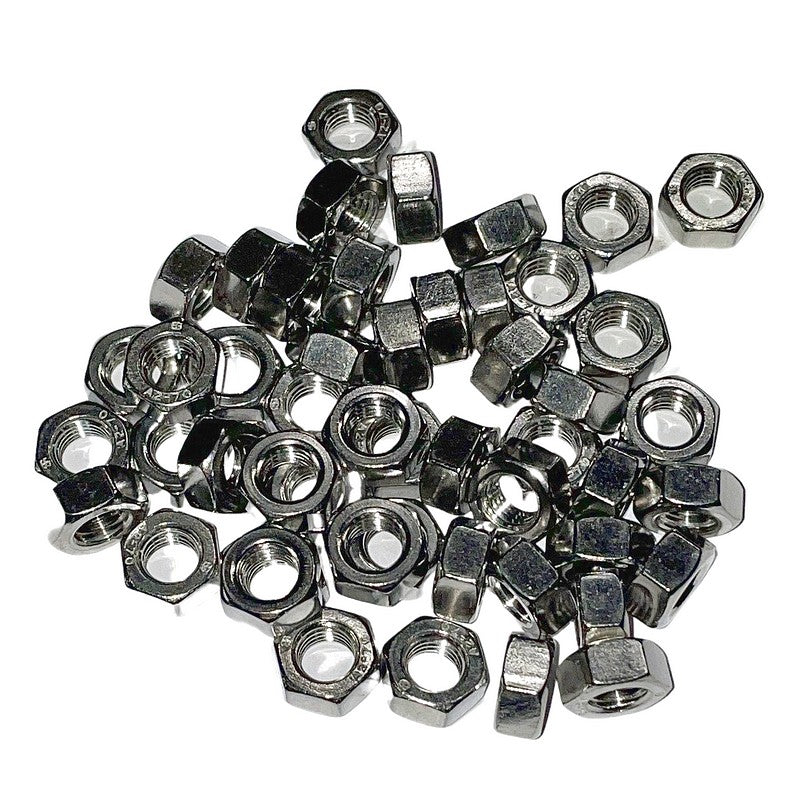 Nut, stainless steel, 11mm hex, M7 x 1.00mm pitch. PACK 50 PIECES
