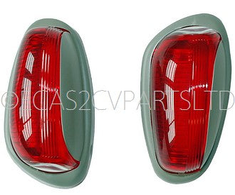 Indicator lens, red & white, Labinal pattern, light grey, set of 2 lenses. OUT OF STOCK.