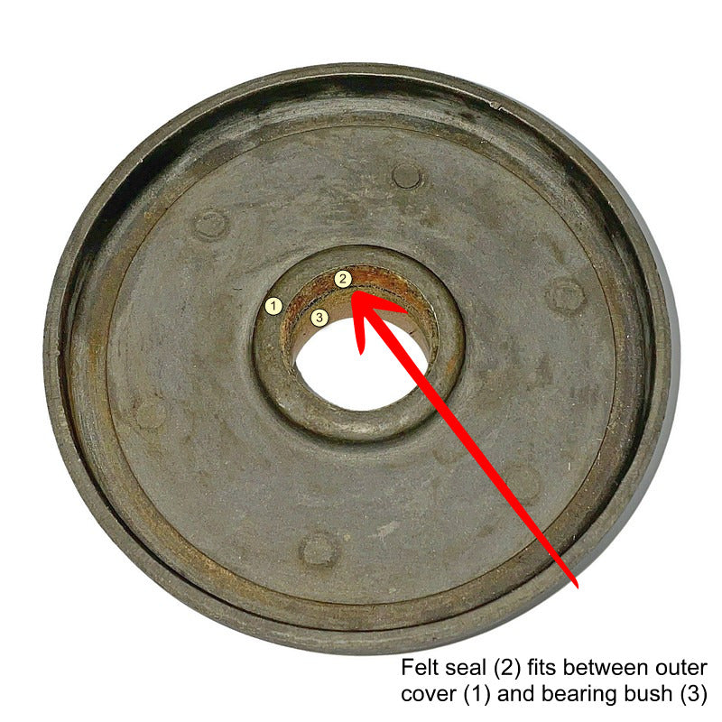 Felt seal for end of ORIGINAL only spring tube end cap 2cv 3496A. See description notes.