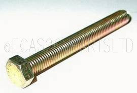 Set screw, plated, 11mm hex head, M7 x 1.00, 55mm long, 10.9 high tensile, for steering column base clamp. Per single screw